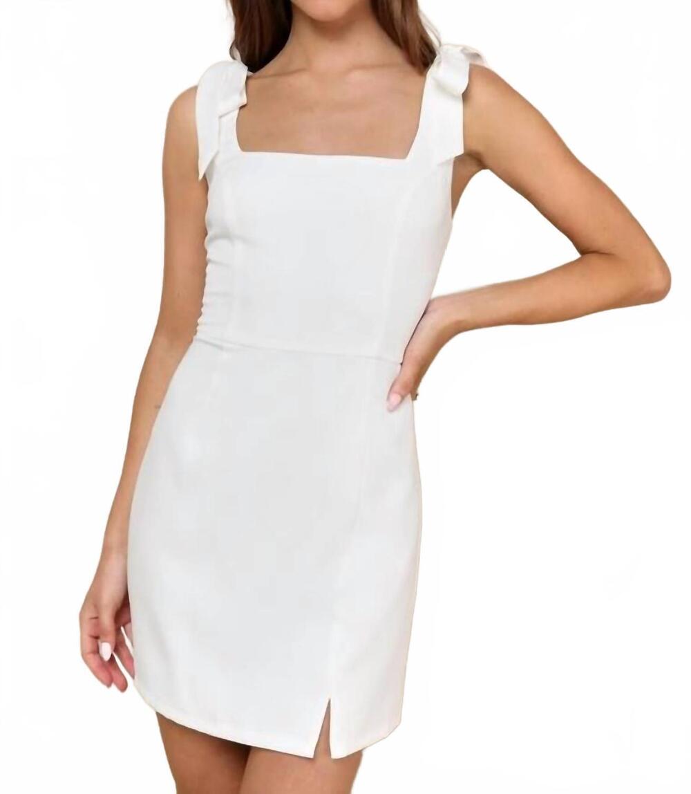 NEW LULUS your sweetie square neck tie-strap mini dress in white